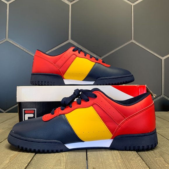 New W/ Box! Mens Fila Original Fitness Retro Sneaker Red Yellow (Multiple Sizes) - Picture 2 of 5